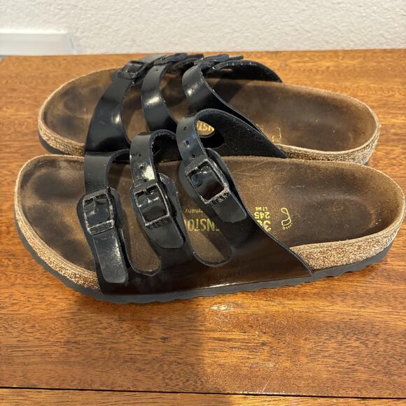 Birkenstock Shoes Women Size 7-7.5 Black Florida Sandals EU 38 Made in Germany - Picture 6 of 12